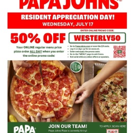 Enjoy 50% OFF on any regular priced pizza at Papa John's, exclusively for our amazing residents at The Westerly!
๐
 Date: July 17, 2024
๐ All Day Event
Treat yourself to delicious Papa John's pizza with promo code WESTERLY50. Don't miss out on this tasty deal! ๐ We appreciate you!
The Westerly Team Instagram post from @westerlyapartments on July 17, 2024 08:44:07am